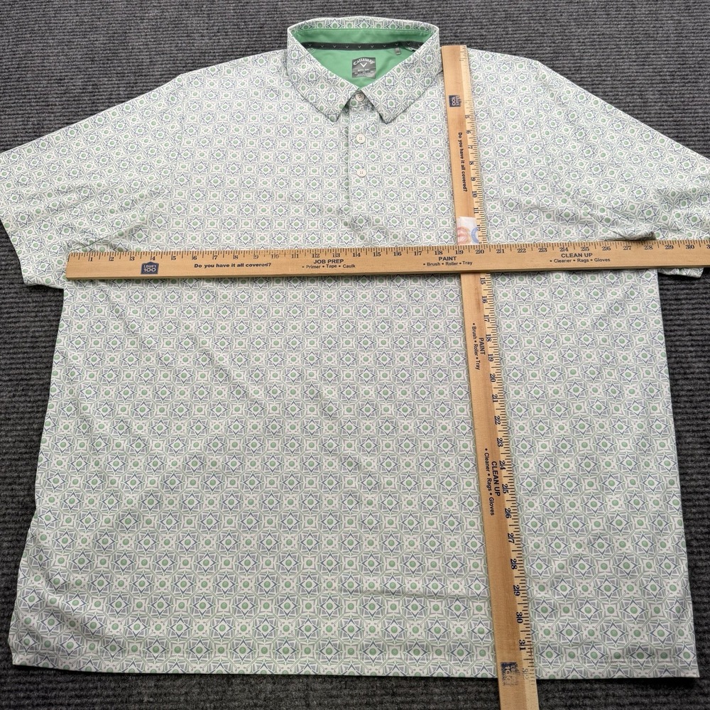 Callaway Polo Shirt Mens 2X Big Green‎ Gray White Golf Clubs Opti-Dri Stretch - Picture 5 of 5